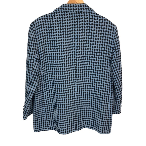 Vintage Houndstooth Tweed Wool Blend Oversized Shoulder Pad Boyfriend Blazer 12 - Picture 3 of 8